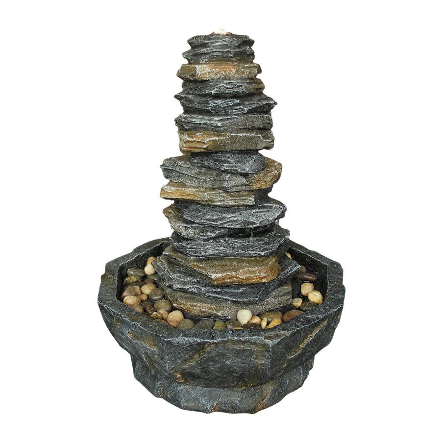 Stacked Slates Cairn Water Feature Lux Garden